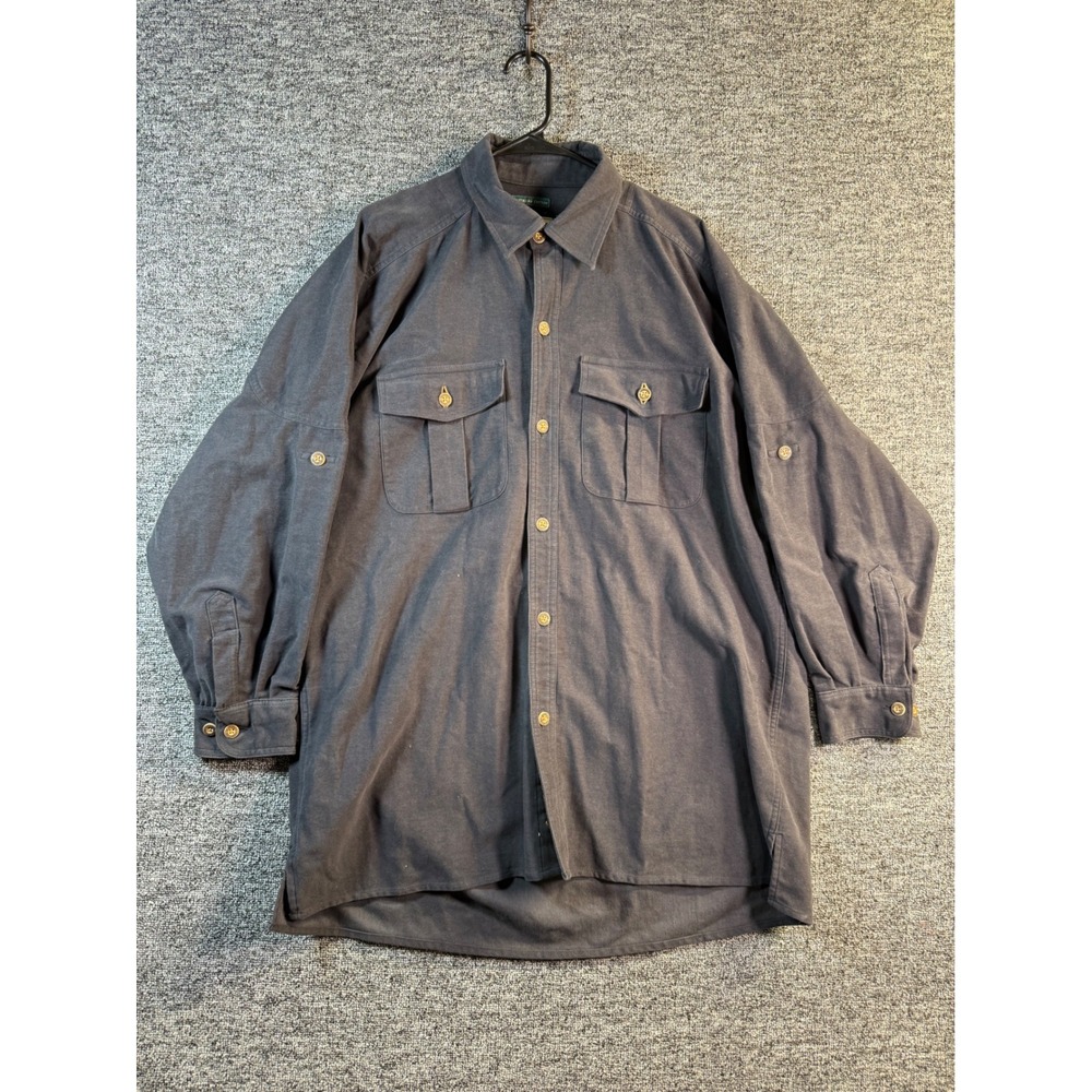 Allagash Mens XL Charcoal Grey 100% Italian Cotton Roll Tab Outdoor Shirt